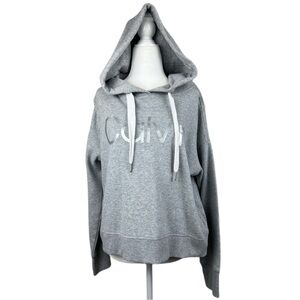Calvin Klein Performance Logo Gray Pull Over Hoodie Size Medium